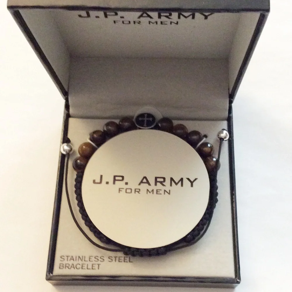 J.P. Army Men’s Stainless Steal Bead Bracelet NIB